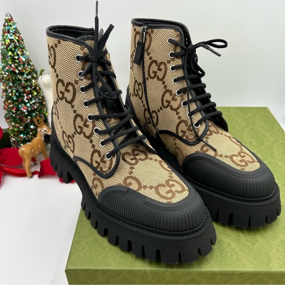 Gucci Other - Men’s Gucci maxi logo GG combat boots size 9, made in Italy